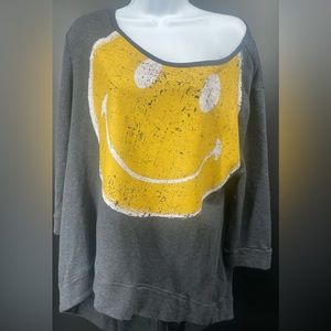 Off the shoulder, oversized,smiley sweatshirt by T-Party.